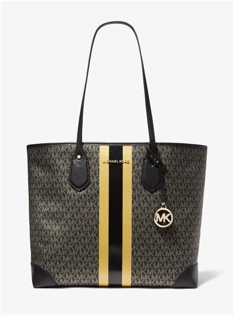 michael kors eva large stripe tote bag|michael kors large signature tote.